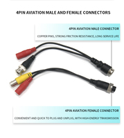 Câble de caméra de vidéosurveillance en gros, connecteur BNC/DC 4 broches 24V, excellente stabilité du signal, pour véhicules, mâle/femelle, courant nominal 25A, en cuivre