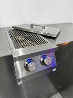 Barbecue à gaz naturel extérieur commercial moderne sur mesure, en acier inoxydable, double brûleur, 30 000 BTU, dispositif de sécurité flamme, directement de l'usine