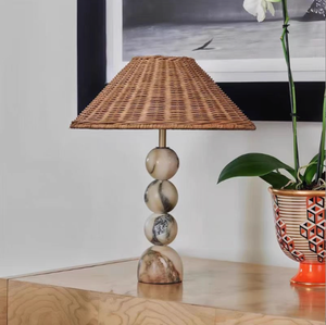 Modern Marble <b>Table</b> Lamp <b>Nordic</b> 3-color dimmable Woven Rattan Shade Luxury Decorative <b>Bedside</b> Lamp for Living Room <b>bedside</b> lamp - Product Image 3