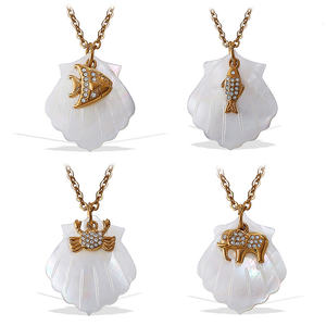 Verano Acero inoxidable chapado en oro océano serie Animal joyería DIY Concha tortuga pulpo blanco <span class=keywords><strong>Shell</strong></span> colgante collar - Product Image 5
