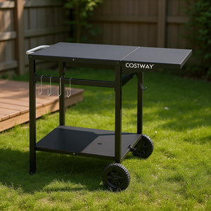 Chariot de barbecue d'extérieur pliable Costway en métal avec crochets pour la cuisson - Product Image 2