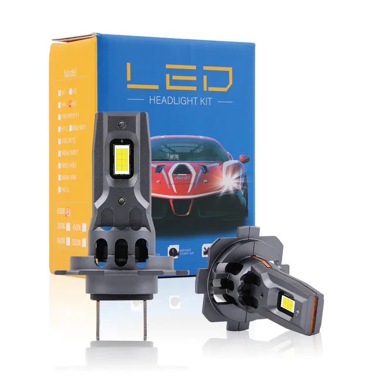 L4 lampu depan led otomatis 12V, cahaya putih 6000K H7 Canbus dengan kipas H7 bohlam lampu depan Led