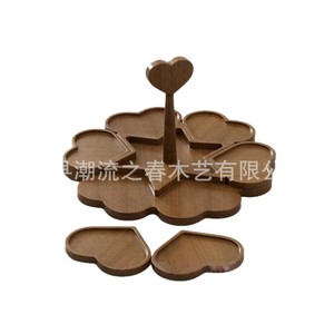 Creative wooden heart-shaped <b>tray</b> for fruit and nuts, solid wood puzzle, <b>snack</b> and cheese plate, fun deli and pastry plate - Product Image 5