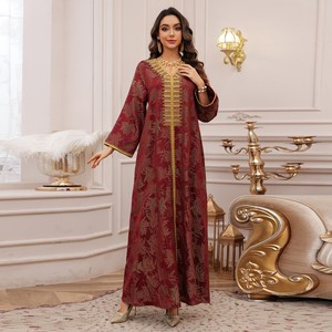 Abito Islamico <span class=keywords><strong>Aya</strong></span> 489 EID Ramadan per Donne, Ricamato in Jacquard, Vestito Musulmano Femminile Dubai - Product Image 5