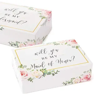 个性化定制精美婚礼包装伴娘礼品盒与乙烯基标签