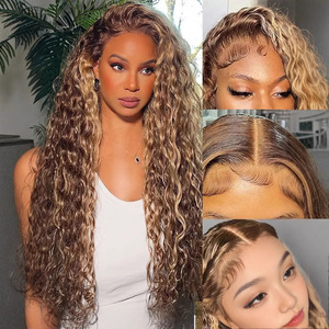 13x4 HD Transparent Lace Front <b>Wig</b> Burmese Curly Human Hair Remy 16-32 Inch Brown Blonde for Women - Product Image 5
