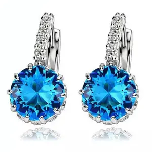 Manufacturers Wholesale High Quality 9 Color Big CZ Zircon Drop Clip On Earrings for Women Fashion Wedding Jewelry Earring