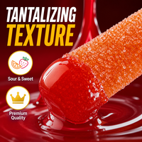 Bonbons gélifiés en bâtonnets enrobés de sucre avec sauce fruitée pour tremper, marque privée OEM, collation ludique pour enfants