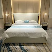 Lit double moderne de luxe en cuir véritable avec cadre en bois massif, meubles de chambre personnalisables pour la maison