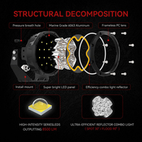 Luz LED Amarilla de 5 Pulgadas, Tipo Flood Beam, para Conducción, Niebla, Trabajo, Estroboscópica, Auxiliar, para Auto, Camioneta, Todoterreno, Jeep