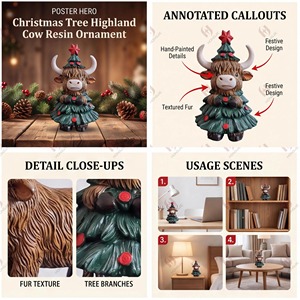 Figura <span class=keywords><strong>de</strong></span> <span class=keywords><strong>Vaca</strong></span> Highland para Árbol <span class=keywords><strong>de</strong></span> Navidad, Adorno <span class=keywords><strong>de</strong></span> Resina con Diseño <span class=keywords><strong>de</strong></span> Animal, Decoración Festiva Pintada a Mano para Hogar, Oficina, Repisa, Regalo - Product Image 2