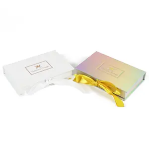 custom white bridesmaid box eco package set cosmetics nail polish packaging vip cards slots box for gift wrapping with ribbon