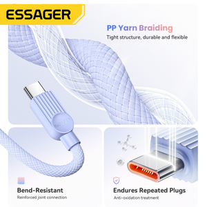 Essager ES-X73 Bện 2M 7A 100W USB A Để USB C Dữ Liệu Nhanh Chóng Sạc Cáp USB C Loại Cáp Dữ Liệu Đối Với Huawei Samsung Xiaomi - Product Image 4
