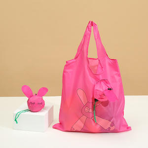 Tas Belanja Lipat Poliester Ringan, Dapat Digunakan Kembali, Dapat Didaur Ulang, Motif Katak, Custom, Logo Cetak Sesuai Pesanan untuk Hadiah Promosi - Product Image 5