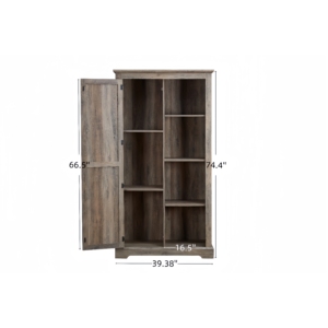 Armario de Almacenamiento Alto con Puertas Corredizas, Mueble Rústico de Madera Estilo Granja, Alacena, Organizador de Cocina para el Hogar - Product Image 6