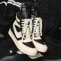 Sepatu Desainer Pria Sepatu Pria Sepatu High Top Kulit Asli Sepatu Segitiga Terbalik Besar Hitam Putih