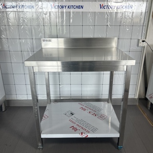 VICTORY KITCHEN High Quality <b>Stainless</b> <b>Steel</b> Workbench with backsplash Inox <b>Table</b> Bakery Equipment Hotel & Restaurant Supplies - Product Image 1