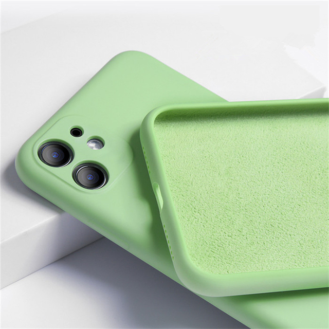 For iPhone 11 12 13 14 Pro Max Case Liquid Silicone Gel Rubber Phone Cover TPU Soft Microfiber Cloth Lining Cushion Back Cover