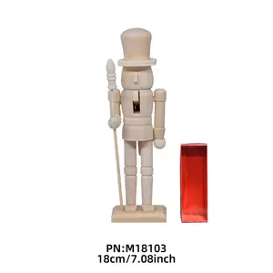 New 18CM Wood Color White Embryo Nutcracker Puppet DIY Painting Set Painting Packaging Material