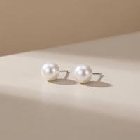 Pendientes de Perlas Redondas Naturales de Agua Dulce, Grandes y Perfectas, con un Brillo Comparable al de las Perlas Akoya