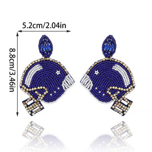 Boucles d'oreilles Sport d'équipe de Football pour femmes faites à la main plaqué or clouté perles de rocaille goutte Design jeu jour fête - Product Image 3