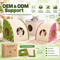 Maison pour chat en feutre incurvée, abri fermé pour animaux de compagnie, lit pour chat doux et durable, montage facile, couleur personnalisée, vente en gros OEM
