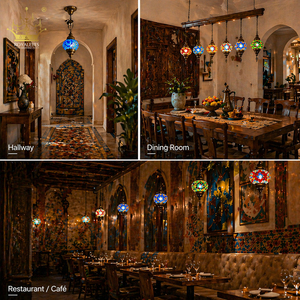 Mediterranean Style <strong>Moroccan</strong> <strong>Lamp</strong> Hand-Made Glass <strong>Shade</strong> Mosaic Led Pendant Lights Hallway Aisle Corridor Hotel Cafe - Product Image 3