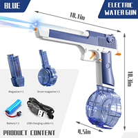 Pistolet à eau en plastique de haute qualité, fonctionnant sur piles, modèle Desert Eagle, avec lumière et chargeur électronique, pour enfants