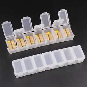 彩色药丸收纳盒定制标志印刷盒可分离7天药盒收纳器PP塑料每周药盒