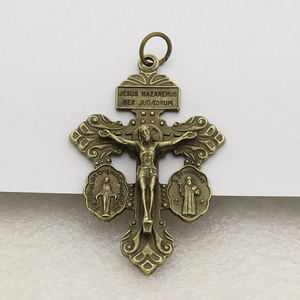 Parti del rosario perdono il ciondolo crocifisso per la realizzazione di oro argento placcato in bronzo cattolico gesus croce ciondoli fai da te - Product Image 3