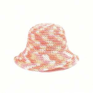 Chapeau de paille coloré tie-dye pour femme, idéal pour les vacances, tressé ajouré, protection solaire décontractée pour la plage - Product Image 5
