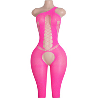 Body résille coupe haute glamour strass détails femmes Club Performance Dancewear tenues exotiques décapant tendance en gros