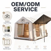 Tente de camping gonflable en coton PVC imperméable personnalisable, grand espace, ouverture rapide automatique, tente pneumatique portable, quatre saisons
