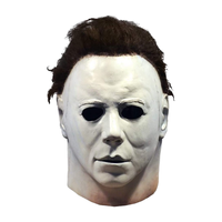 Masque d'Halloween blanc d'horreur à couverture intégrale, visage humain réaliste pour fête costumée et cosplay