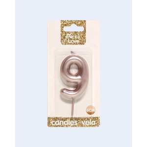 Velas Decorativas para Fiestas, Número 9, Color Oro Rosa, 6 cm, Artículos para Decoración de Pasteles - Product Image 2