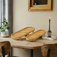 Décor de ferme paniers de rangement de forme ovale de luxe plateaux décoratifs en rotin naturel faits à la main plateau de service de fruits en osier ensemble de 2