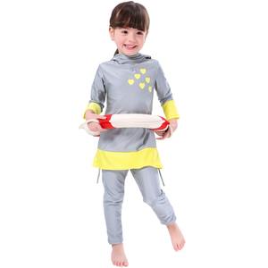 Costume da Bagno Estivo per Ragazze, Completo Conservativo con Maniche Lunghe e Pantaloni, Motivo Stampato a Cuori, Set per Allenamento in Piscina - Product Image 2