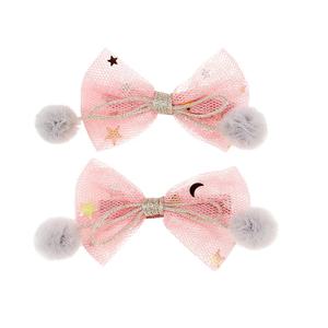 Barrettes à cheveux scintillantes mignonnes pour bébés filles, 4 pièces/ensemble, barrettes en peluche, barrettes à cheveux pour enfants, pompons, barrettes à pression pour enfants - Product Image 4