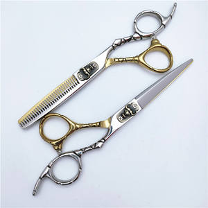 Tijeras de peluquería GT6 de 6.0 pulgadas, doradas, con tornillo de cabeza de toro, para entresacar, para diestros, uso estético, hoja estándar - Product Image 5