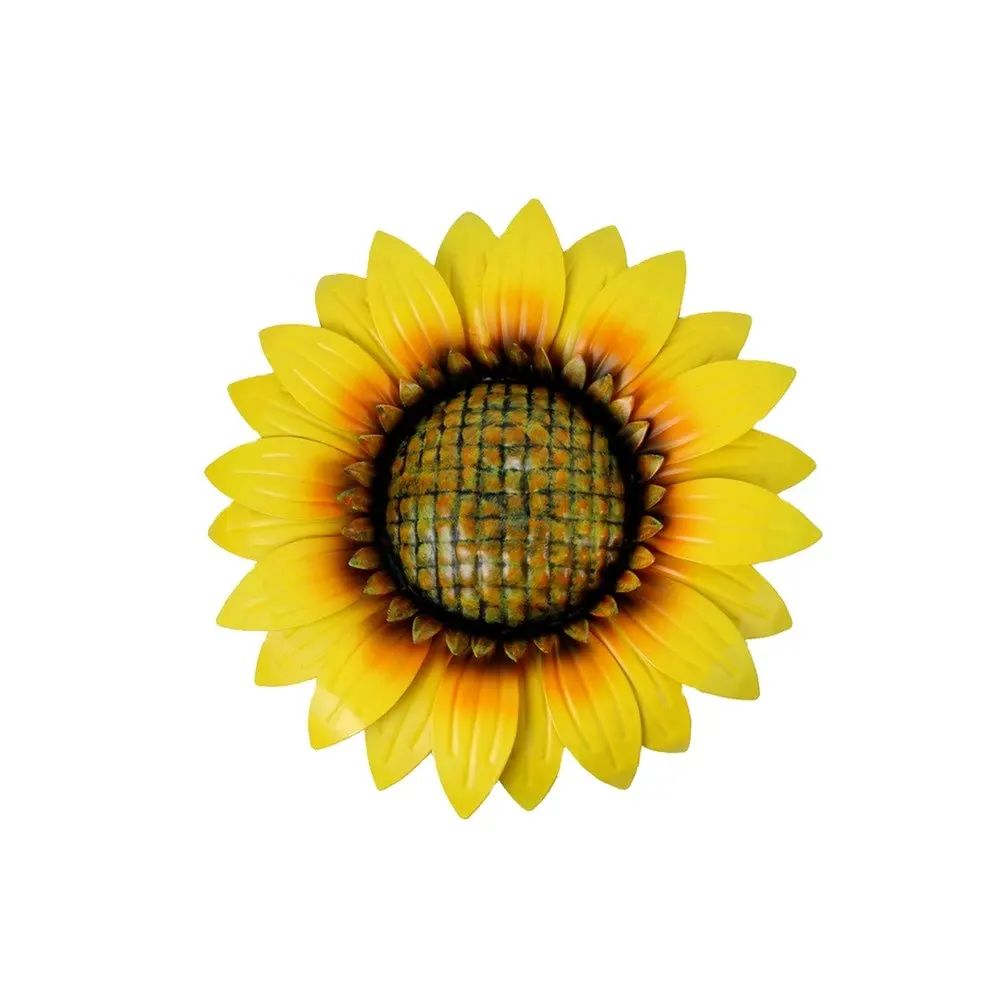 Outdoor Autumn Metal Yellow Sunflower 3D Flowers Wall Art Decor For Bedroom Living Room Bathroom Kitchen