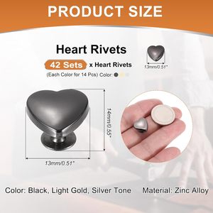 PATIKIL Mm Ensembles de rivets en forme de cœur, rivets à double capuchon pour le cuir, la confection, la décoration, la réparation, le bricolage et les vêtements - Product Image 2