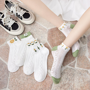Women's Ankle Socks With Floral Pattern Breathable Sweat Absorbing Spring Summer Casual Short Socks - Product Image 3