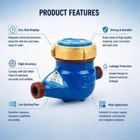 Medidor de Agua Mecánico de Hierro Fundido de 1/2 y 3/4 Pulgadas con Conexión Roscada de Latón para Medición de Agua
