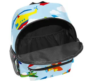 Mini Cute Airplane Print Backpack For Boy Girl Lightweight Shoulder Bag For Kids