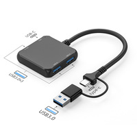 Hub USB 3.0 Ultra Tipis 4 Port Tipe-C, Alternatif Docking Station untuk Laptop PC Mac Chromebook HDD, Transfer Data Cepat