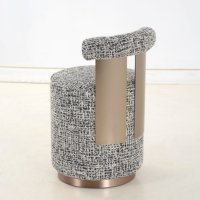 Fauteuil d'appoint luxueux sur mesure avec dossier incurvé, tabouret, base en acier inoxydable, chaise moderne pour salon, chambre, hôtel