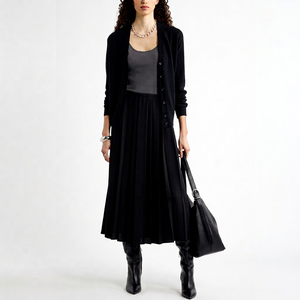 <b>Women's</b> <b>Black</b> <b>Pleated</b> A-Line <b>Skirt</b> Natural Waist Chiffon Minimalist Style Ankle-Length All Seasons Woven Polyester Soft Design - Product Image 1