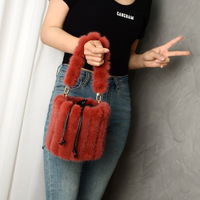 Véritable fourrure de vison sac à main hiver mode fourrure style femmes sac fourre-tout grande capacité fourrure sac à main sacs