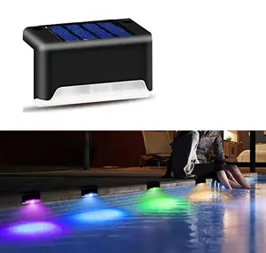 Lumières latérales solaires de piscine à couleur changeante, lumière de marche extérieure à LED imperméable, accessoires de piscine, décor de pâques, escaliers, lumières solaires de pont