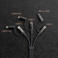 Cargador Rápido Portátil Mini con Enchufe Estadounidense, PD3.0, PPS, QC4.0, SCP, 65W, GaN, Ecológico, con Cable de 1.5m (2 USB + 1 Micro USB + 3 Puertos Tipo-C)
